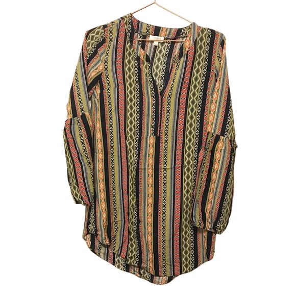 Umgee Boho Multicolor V-Neck Dress - Size Small - Picture 1 of 6